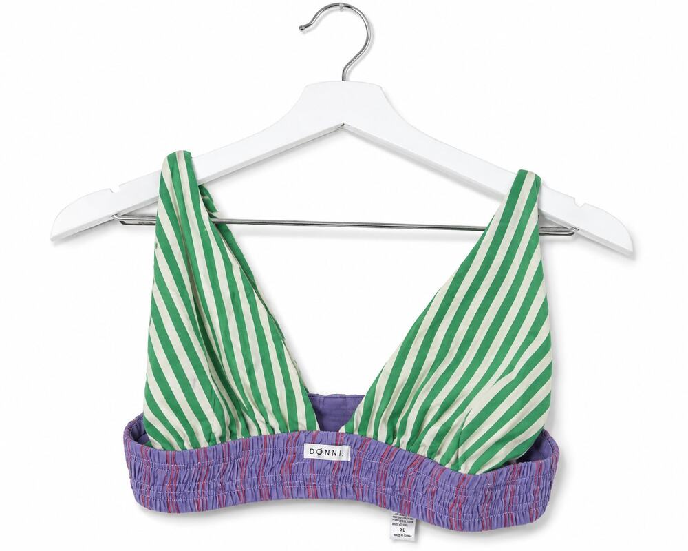 Out From Under Women's Striped Bralette XS Green White Cotton Viscose